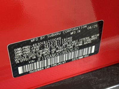 2025 Subaru WRX Limited