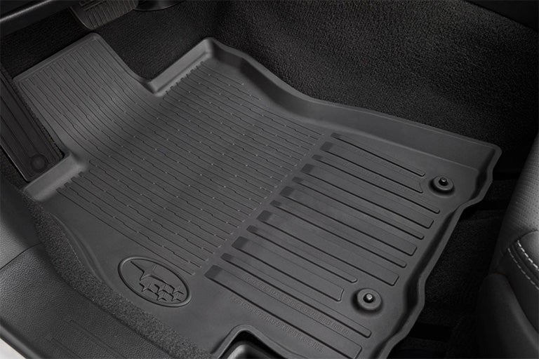 Subaru custom-fitted, high wall design floor liners protect flooring from sand, water, dirt, mud, etc.