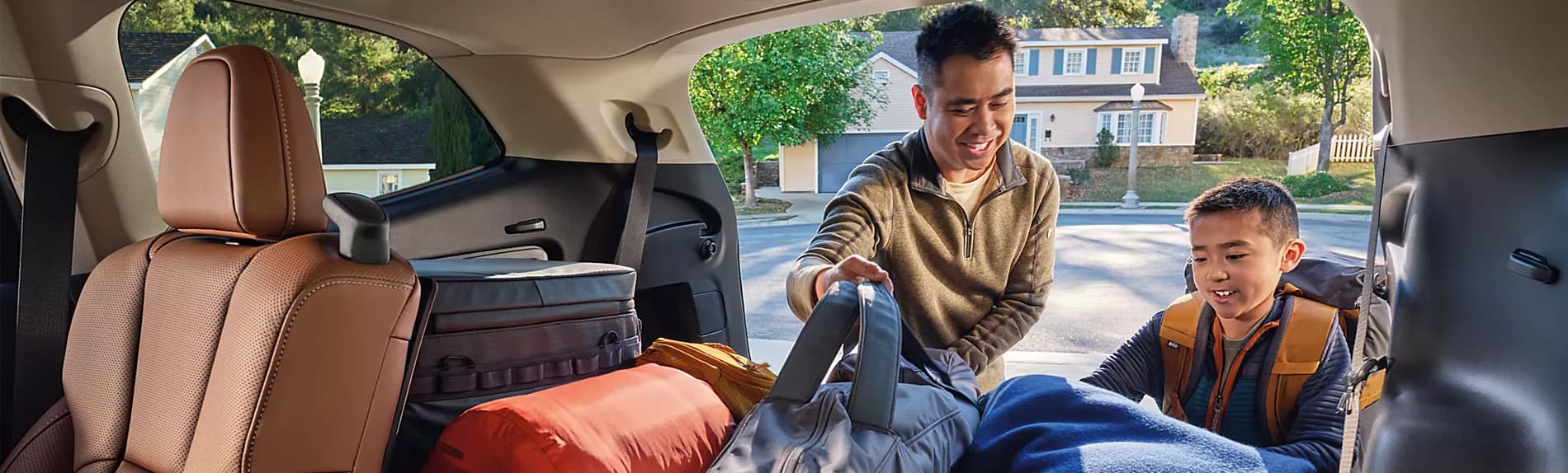 Folding second- and third-row seatbacks, shown with accessory equipment, provide up to 75.6 cubic feet of cargo volume in the Subaru Ascent available at Subaru of North Miami
